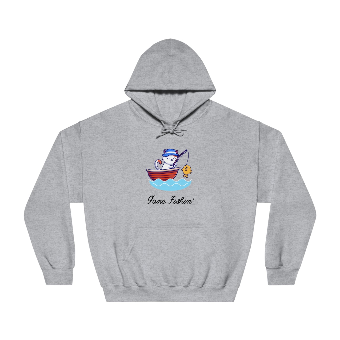 Gone Fishing Hoodie – Cat in Boat Graphic Pullover