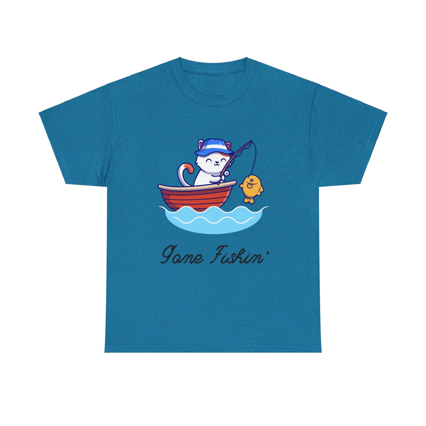 Gone Fishing Cat T-Shirt – Laid-Back Graphic Tee for Cat Lovers