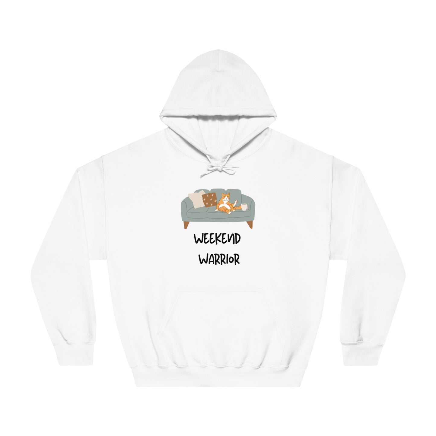 Weekend Warrior Hoodie – Lounging Cat Couch Graphic Sweatshirt