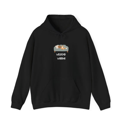 Weekend Warrior Hoodie – Lounging Cat Couch Graphic Sweatshirt