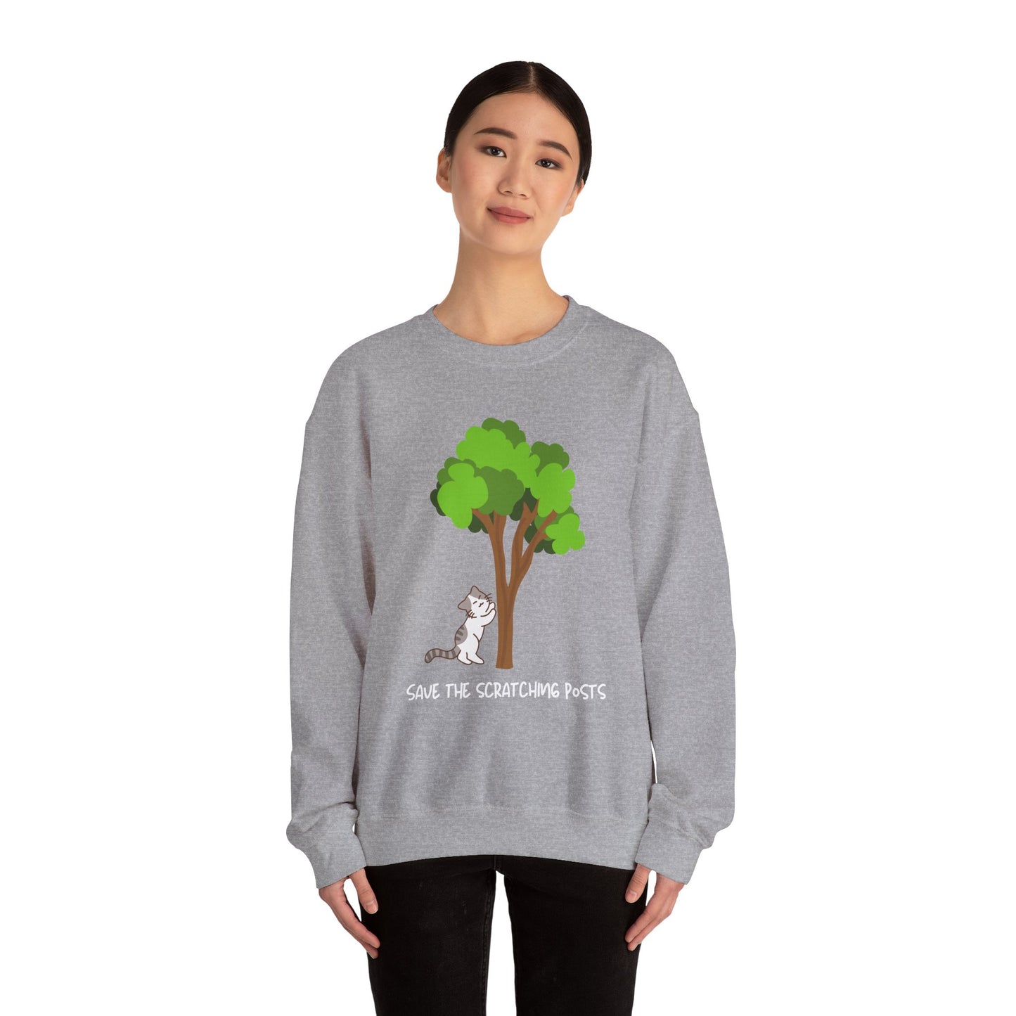 Tree Scratcher Sweatshirt – Cat & Tree Earth Day Crew Neck