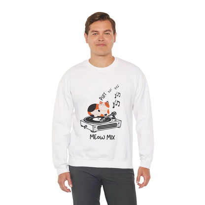 Meow Mix Sweatshirt – Cat on Record Player Crew Neck
