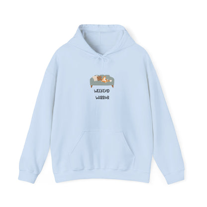 Weekend Warrior Hoodie – Lounging Cat Couch Graphic Sweatshirt