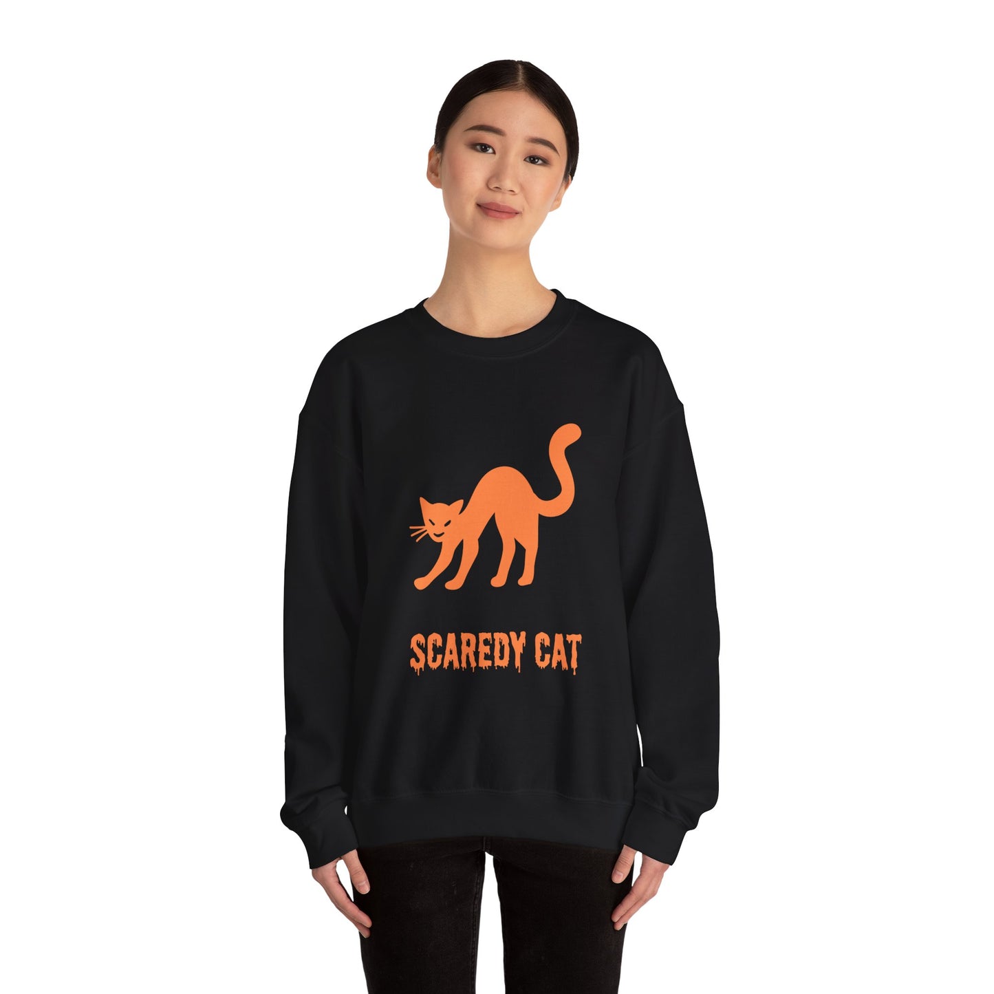 Scaredy Cat Sweatshirt – Arched Back Cat Crew Neck