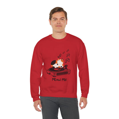 Meow Mix Sweatshirt – Cat on Record Player Crew Neck