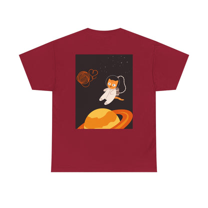 Lost in the Galaxy T-Shirt – Floating Space Cat Yarn Tee