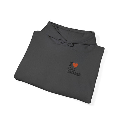 I Love Cat Moms Hoodie – Embroidered Text Pullover