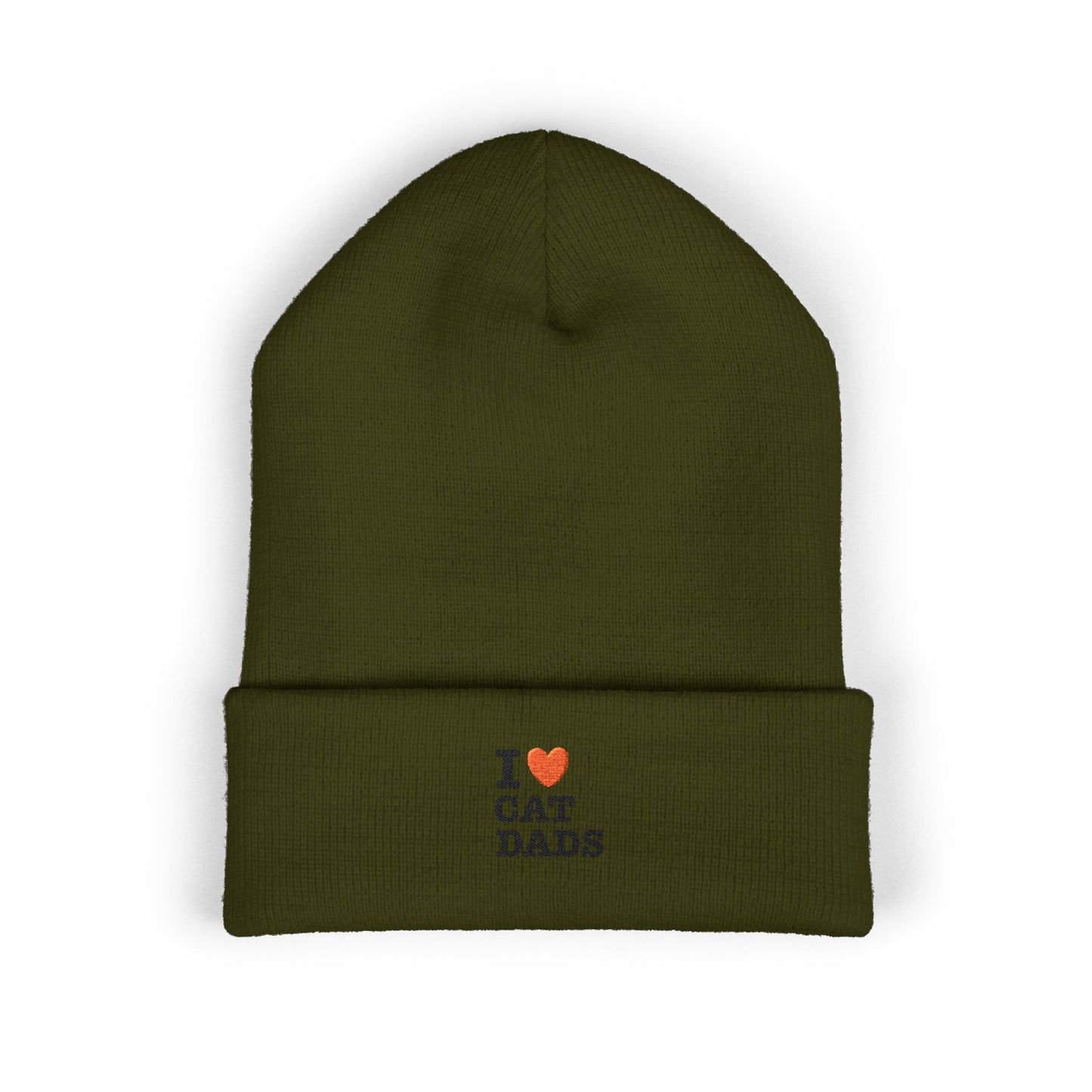 I Love Cat Dads Beanie – Embroidered Cuffed Knit Hat