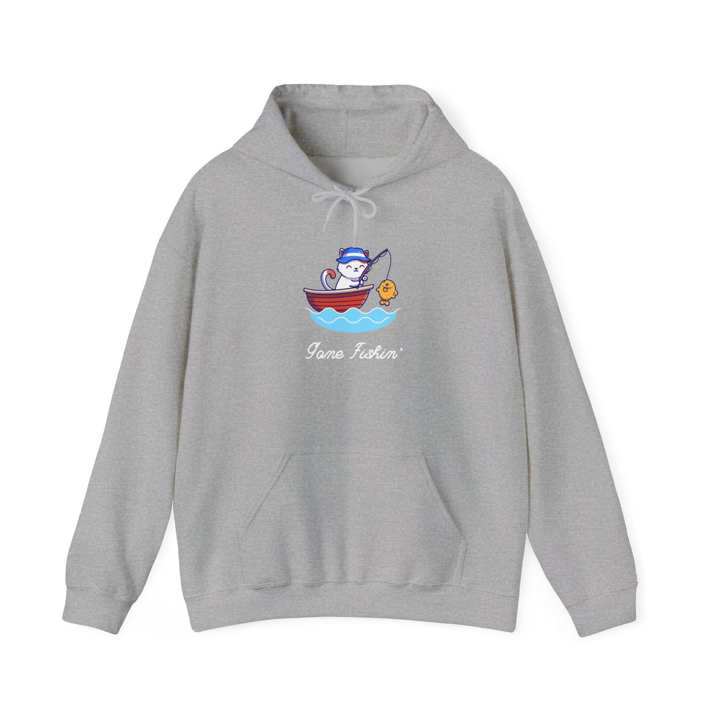 Gone Fishing Hoodie – Cat in Boat Graphic Pullover