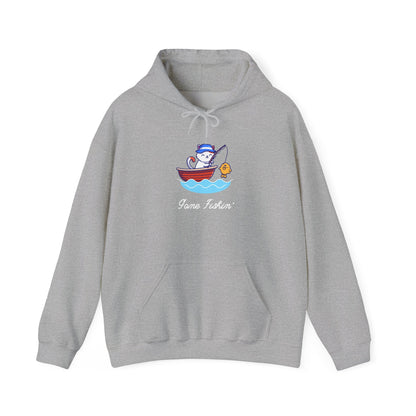 Gone Fishing Hoodie – Cat in Boat Graphic Pullover