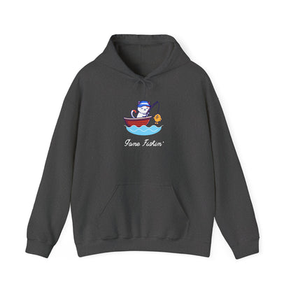 Gone Fishing Hoodie – Cat in Boat Graphic Pullover
