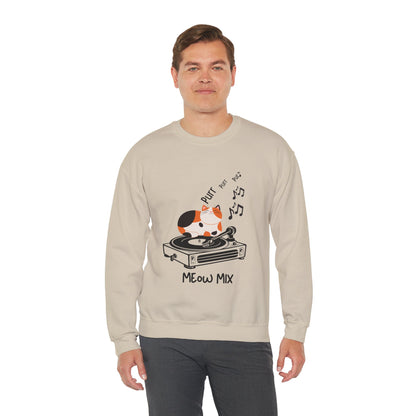 Meow Mix Sweatshirt – Cat on Record Player Crew Neck