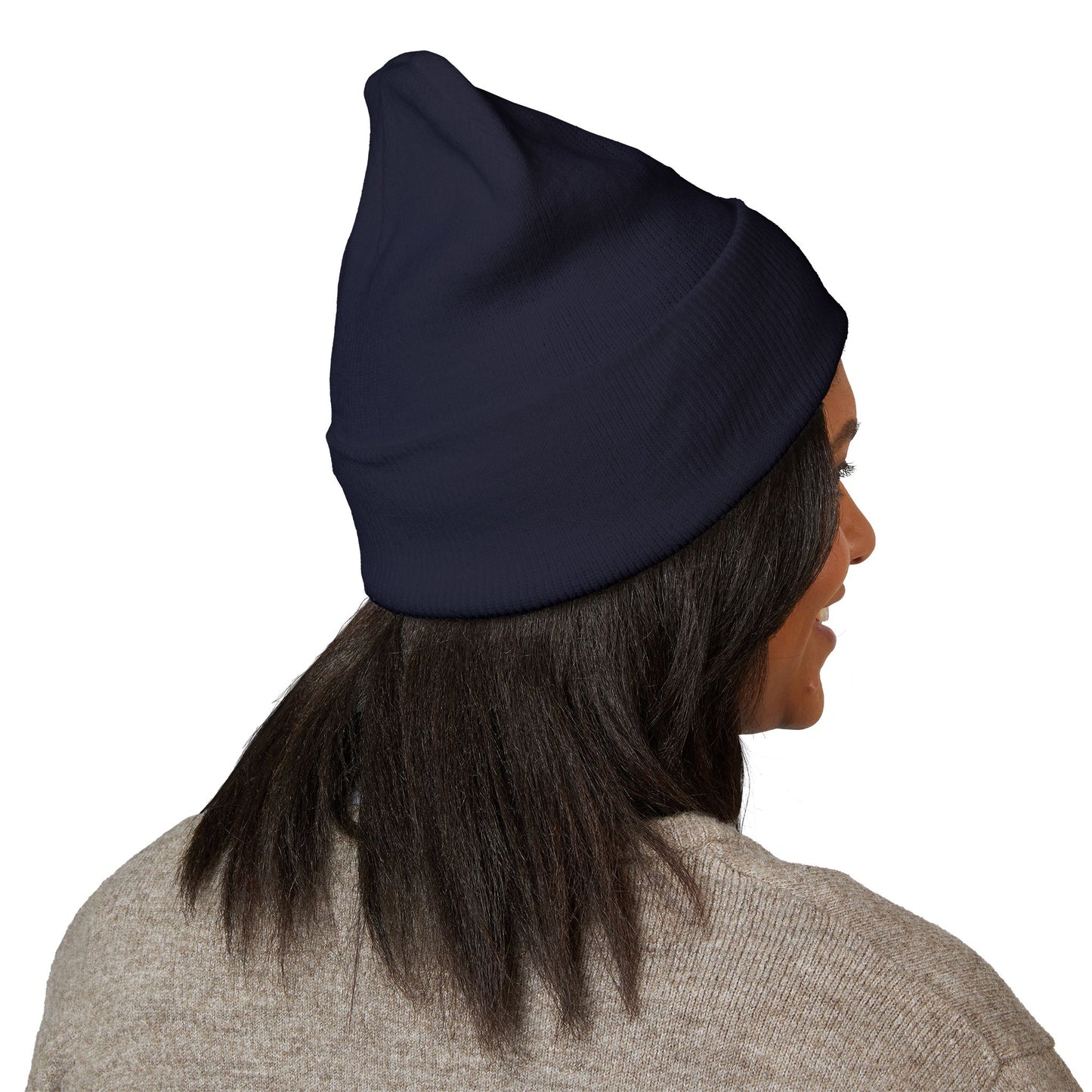 Stretching Cat Beanie – Embroidered Cuffed Knit Hat