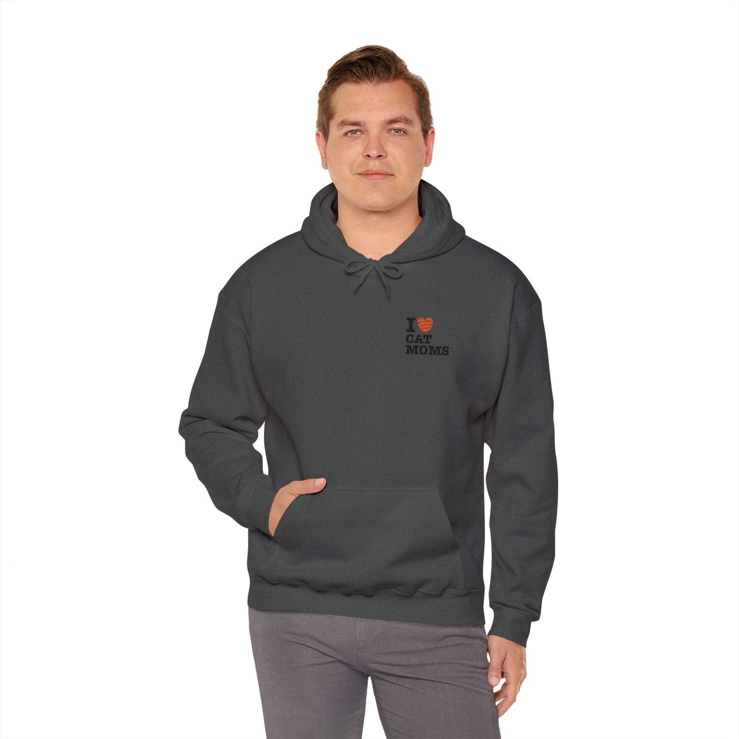 I Love Cat Moms Hoodie – Embroidered Text Pullover