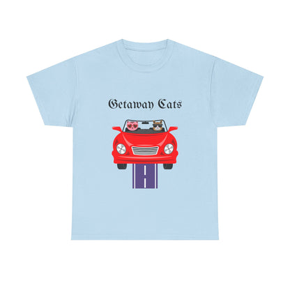 Getaway Cats T-Shirt – Convertible-Driving Feline Duo
