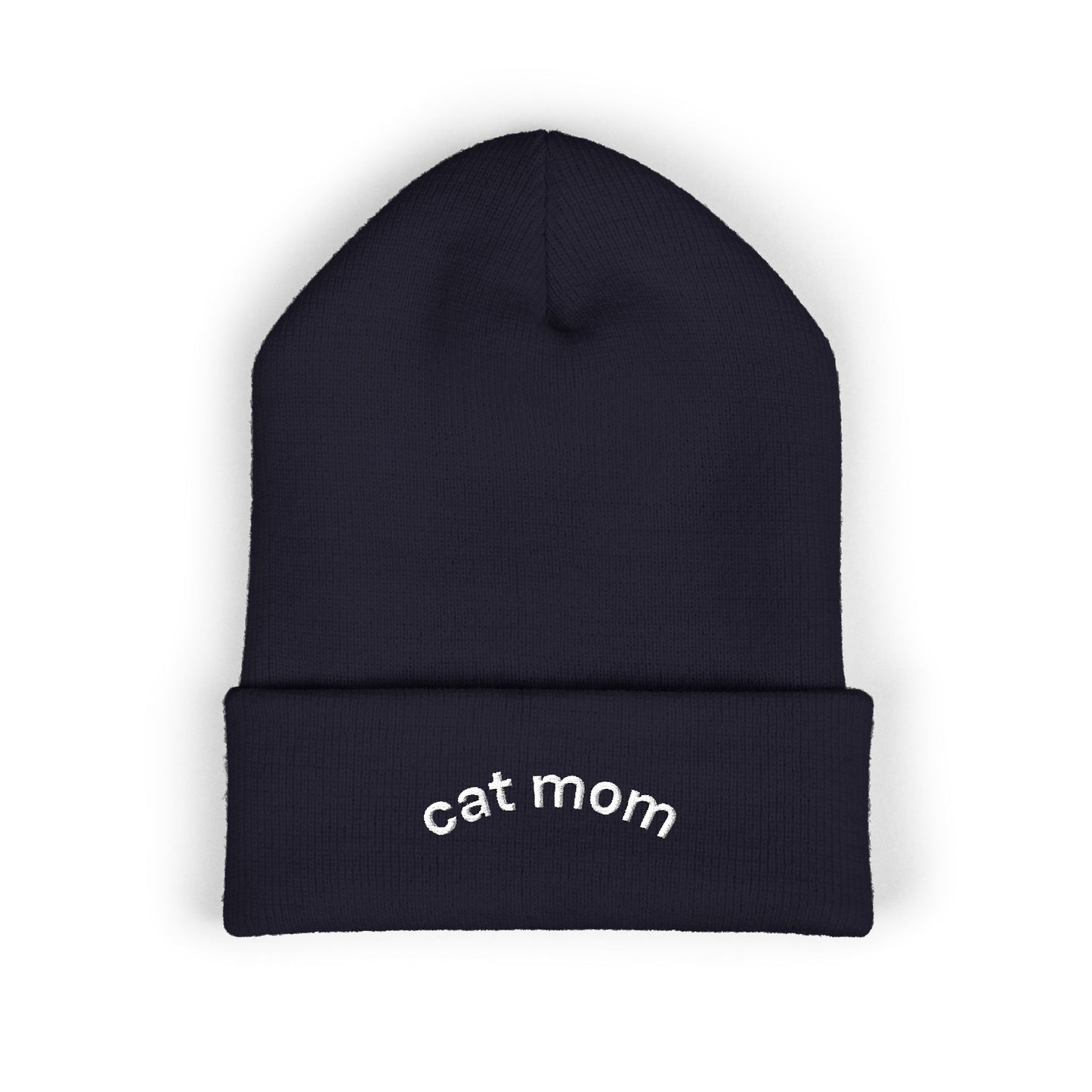 Cat Mom Beanie – Embroidered Cuffed Knit Hat
