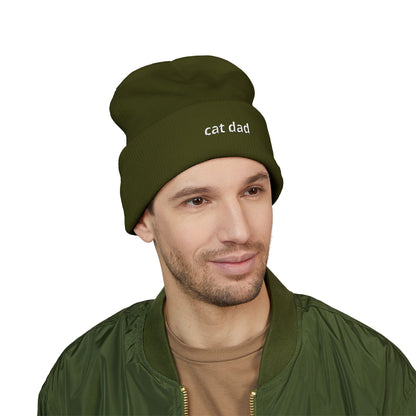 Cat Dad Beanie – Embroidered Cuffed Knit Hat