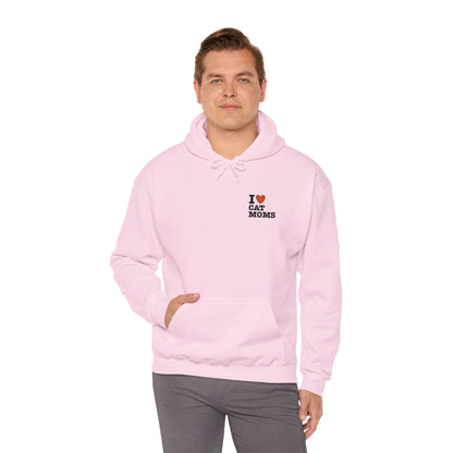 I Love Cat Moms Hoodie – Embroidered Text Pullover