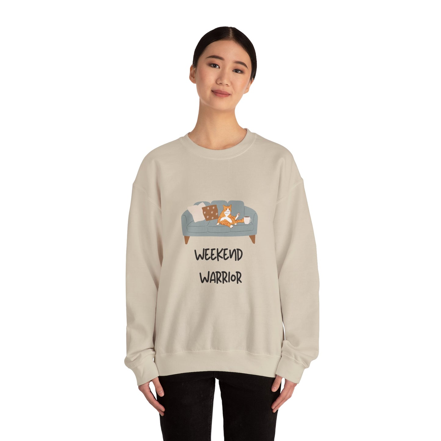Weekend Warrior Sweatshirt – Lounging Cat Crew Neck