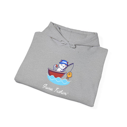 Gone Fishing Hoodie – Cat in Boat Graphic Pullover