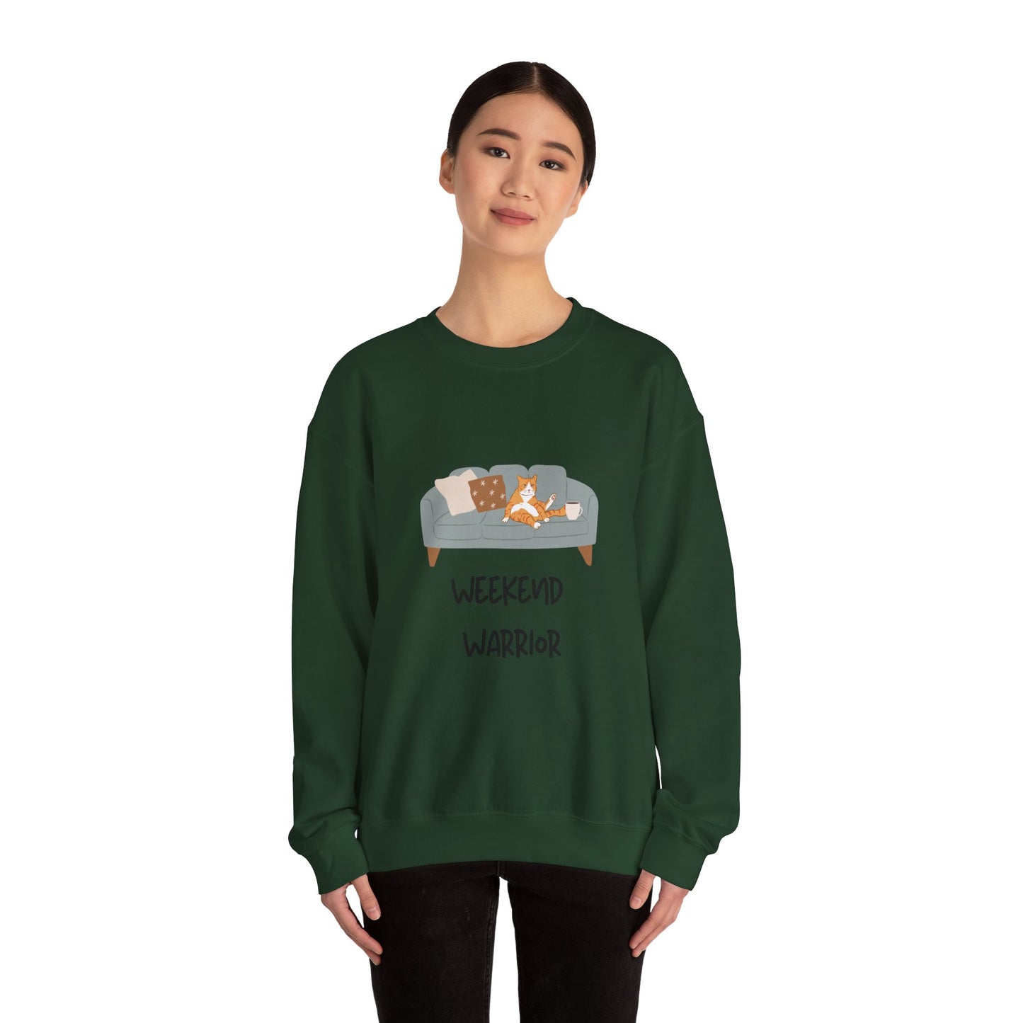 Weekend Warrior Sweatshirt – Lounging Cat Crew Neck