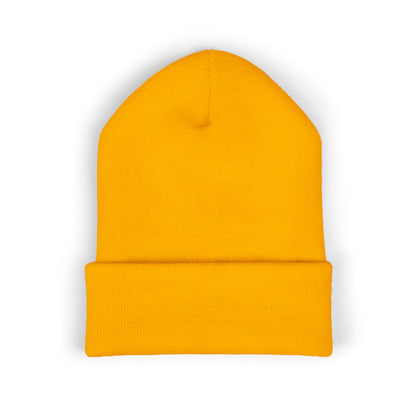 Stretching Cat Beanie – Embroidered Cuffed Knit Hat