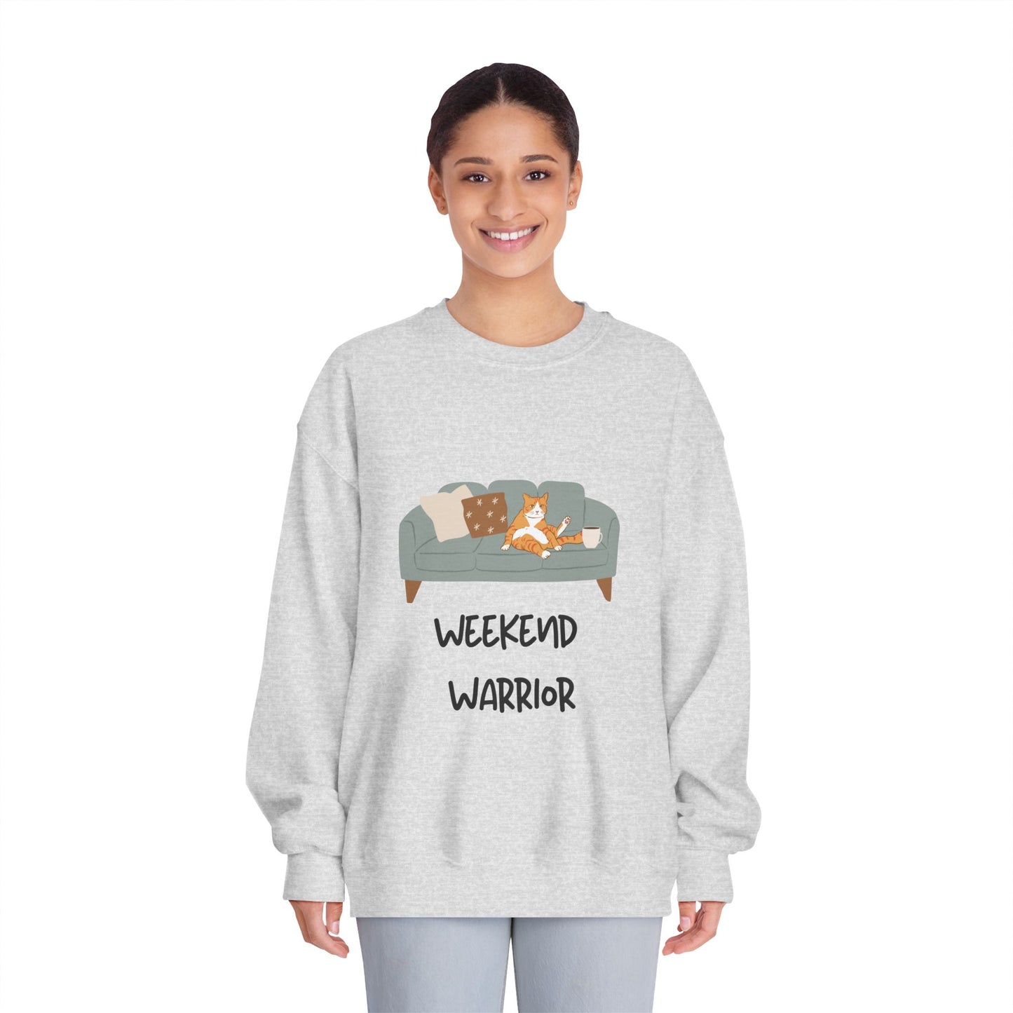 Weekend Warrior Sweatshirt – Lounging Cat Crew Neck