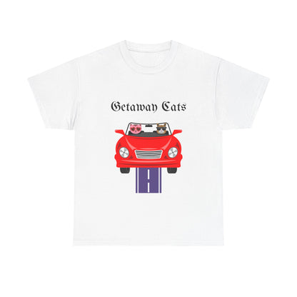 Getaway Cats T-Shirt – Convertible-Driving Feline Duo