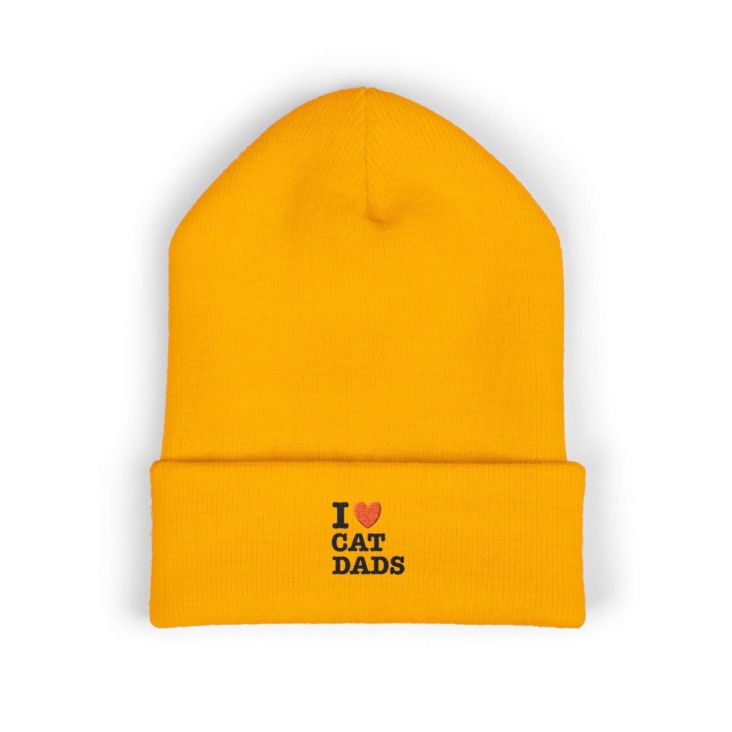 I Love Cat Dads Beanie – Embroidered Cuffed Knit Hat