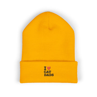 I Love Cat Dads Beanie – Embroidered Cuffed Knit Hat