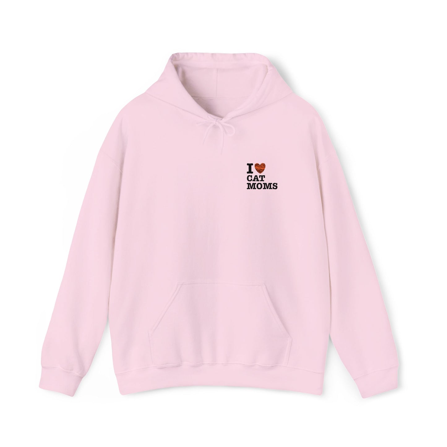 I Love Cat Moms Hoodie – Embroidered Text Pullover