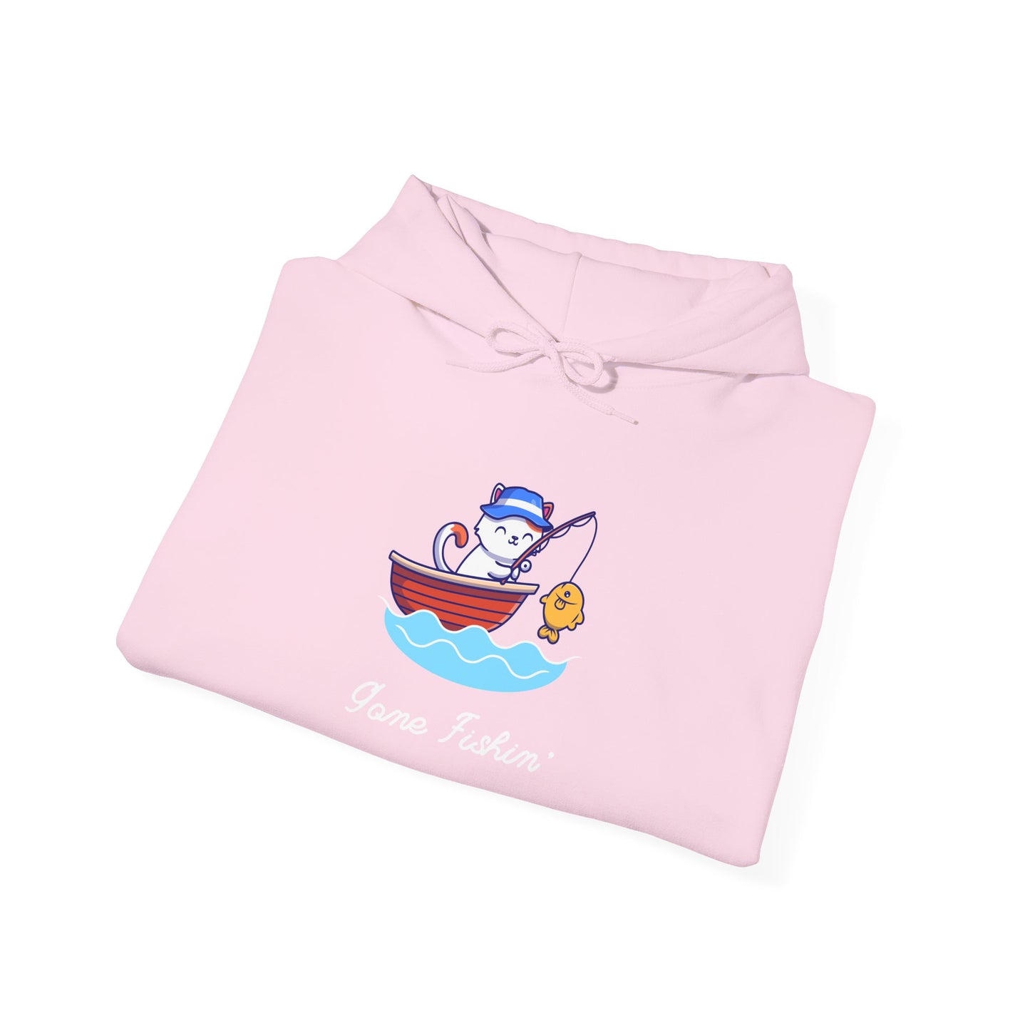 Gone Fishing Hoodie – Cat in Boat Graphic Pullover