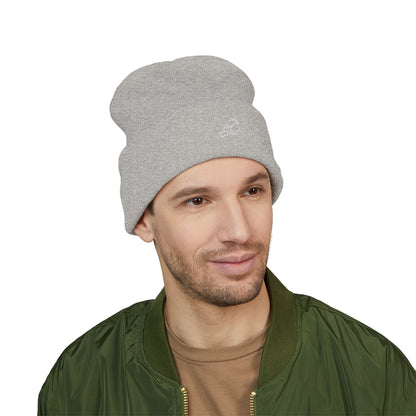 Stretching Cat Beanie – Embroidered Cuffed Knit Hat