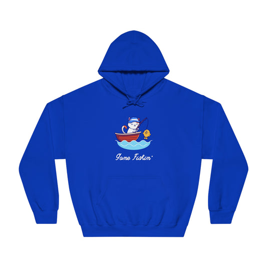 Gone Fishing Hoodie – Cat in Boat Graphic Pullover