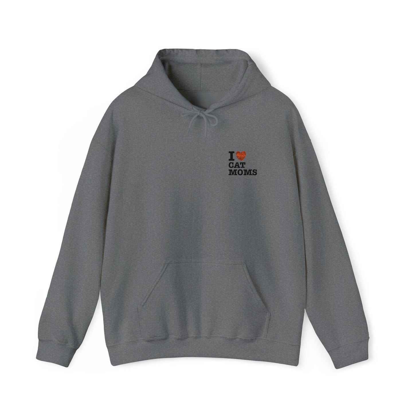 I Love Cat Moms Hoodie – Embroidered Text Pullover