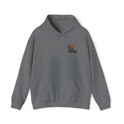 I Love Cat Moms Hoodie – Embroidered Text Pullover