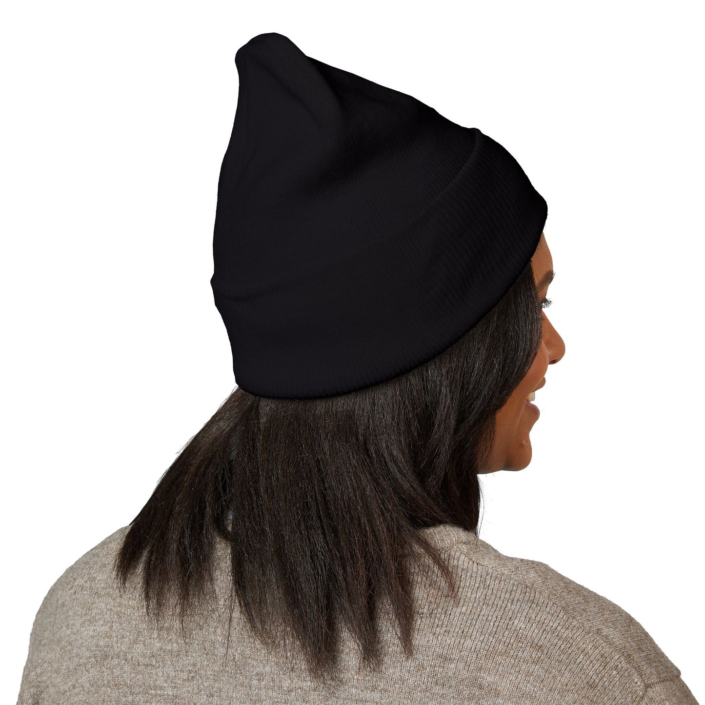Stretching Cat Beanie – Embroidered Cuffed Knit Hat