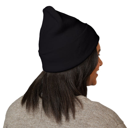 Stretching Cat Beanie – Embroidered Cuffed Knit Hat