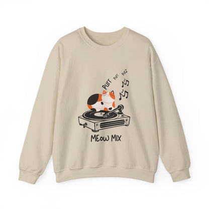 Meow Mix Sweatshirt – Cat on Record Player Crew Neck