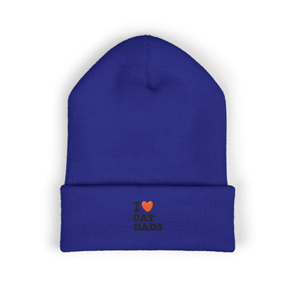 I Love Cat Dads Beanie – Embroidered Cuffed Knit Hat