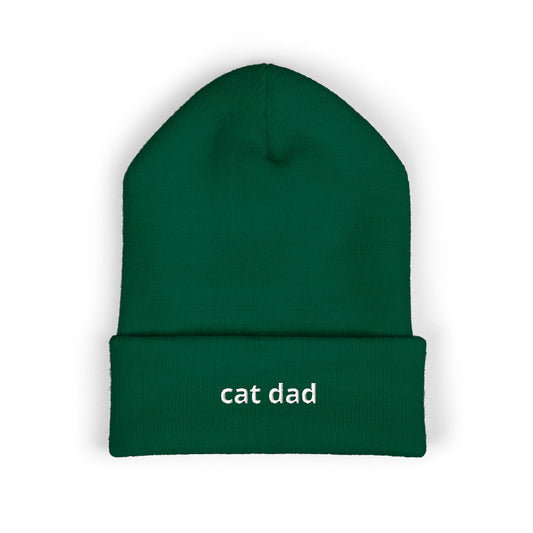Cat Dad Beanie – Embroidered Cuffed Knit Hat