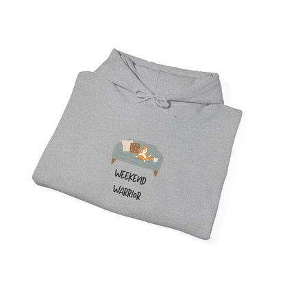 Weekend Warrior Hoodie – Lounging Cat Couch Graphic Sweatshirt