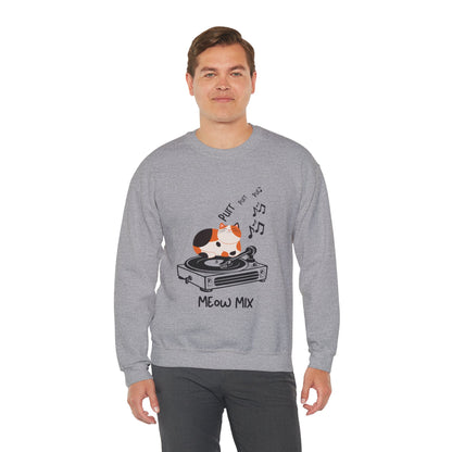 Meow Mix Sweatshirt – Cat on Record Player Crew Neck