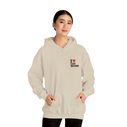 I Love Cat Moms Hoodie – Embroidered Text Pullover