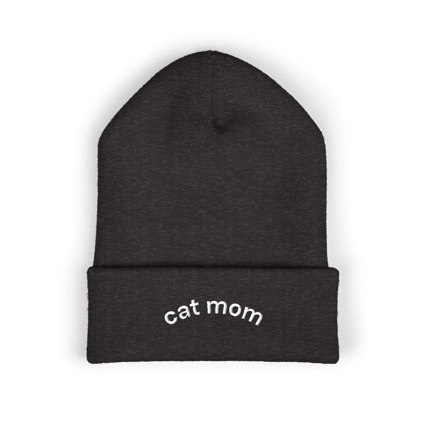Cat Mom Beanie – Embroidered Cuffed Knit Hat