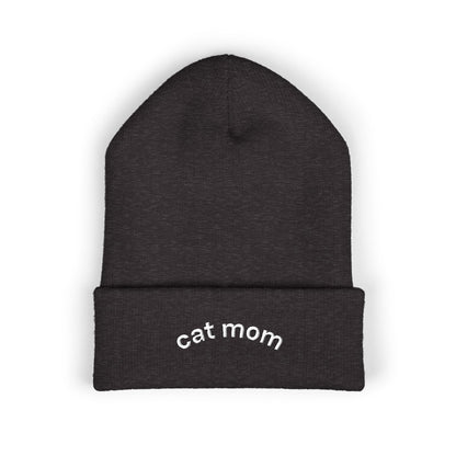 Cat Mom Beanie – Embroidered Cuffed Knit Hat