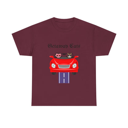 Getaway Cats T-Shirt – Convertible-Driving Feline Duo