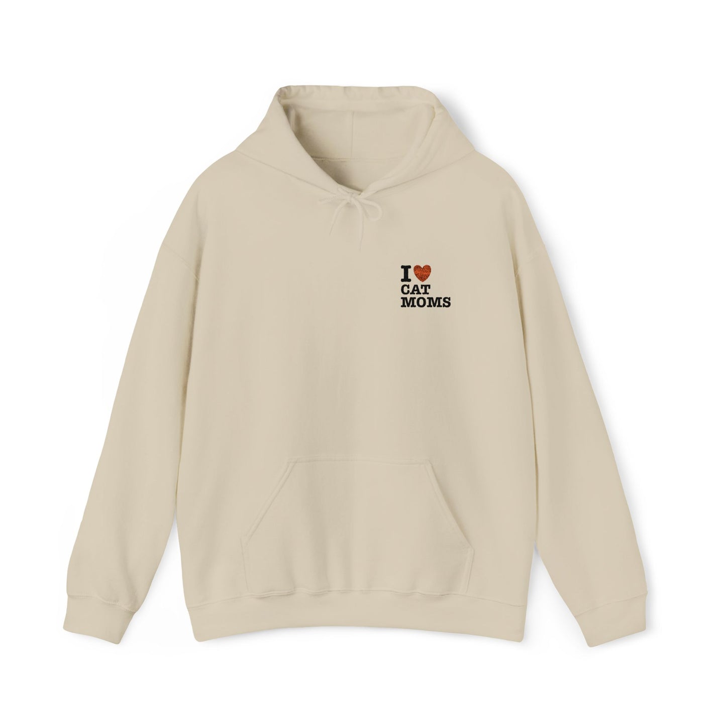 I Love Cat Moms Hoodie – Embroidered Text Pullover