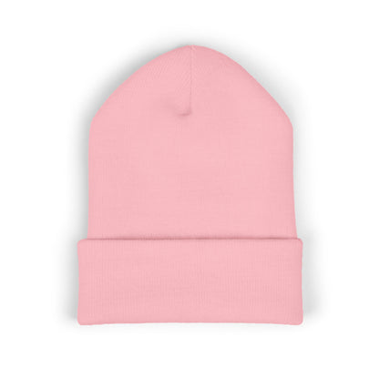 Stretching Cat Beanie – Embroidered Cuffed Knit Hat
