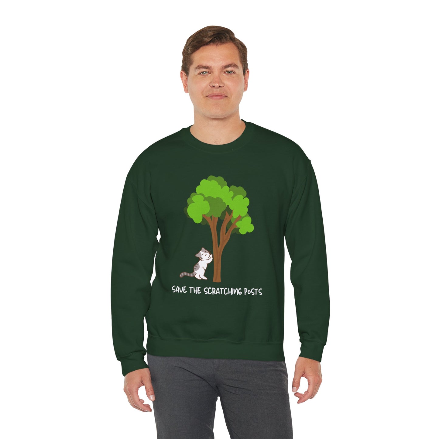 Tree Scratcher Sweatshirt – Cat & Tree Earth Day Crew Neck